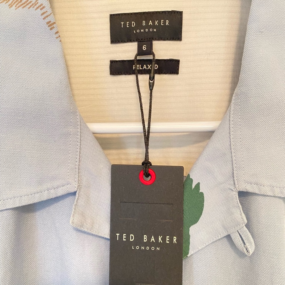 TED BAKER Light Blue Patterned Men's Shirt - Picture 3 of 7